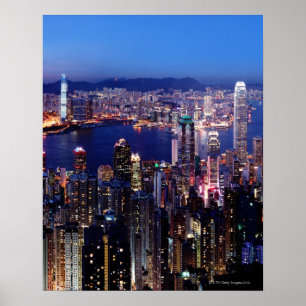 Hong Kong Victoria Harbour i natt Poster
