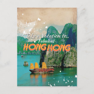 Hong Kong Vintage Resemalmanackaffisch Vykort