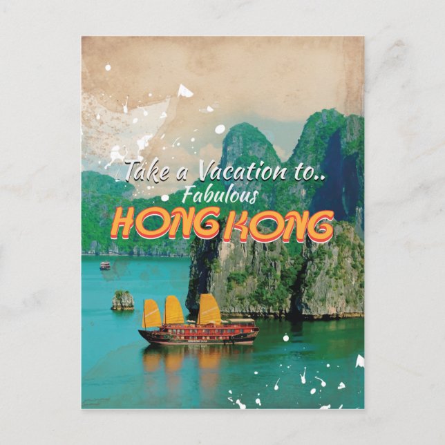 Hong Kong Vintage Resemalmanackaffisch Vykort (Framsida)