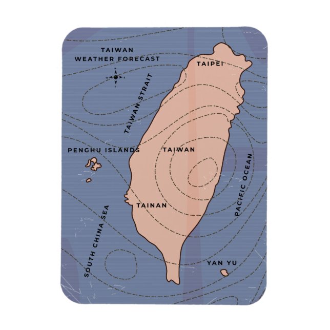 Hong Kong Vintage Väderkarta Magnet (Vertikal)