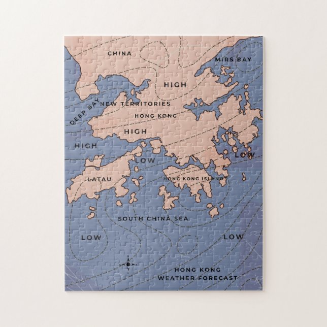 Hong Kong Vintage Väderkarta Pussel (Vertikal)