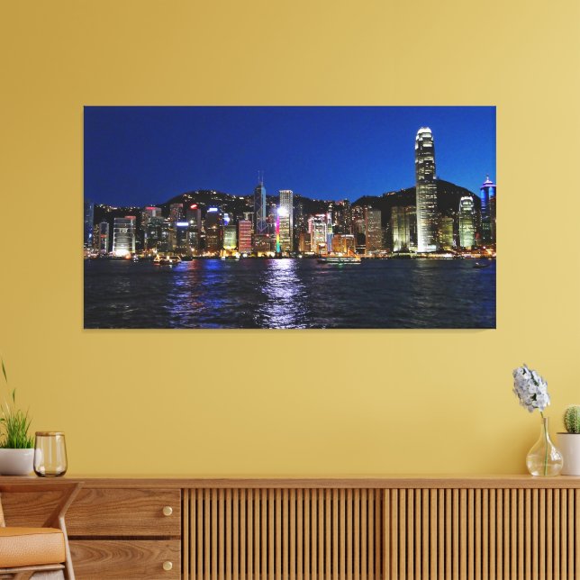 Hong Kong Waterfront Night View Canvastryck (Insitu (Vardagsrum))