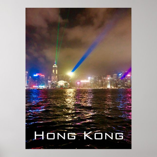 Hong Kons moderna skyscrapers reseväggsdekanter Poster (Framsidan)
