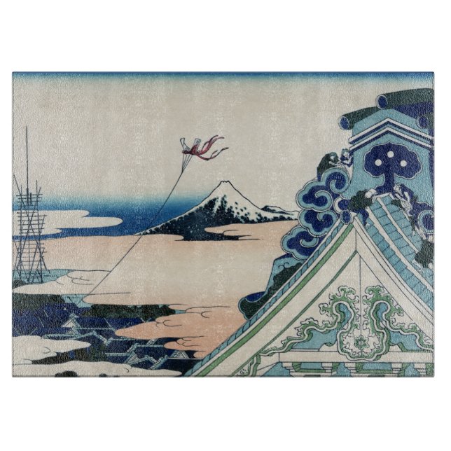 Honganji Temple Vista of Mt. Fuji Japansk Woodcut (Framsidan)