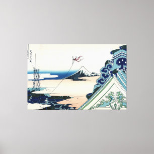 Honganji Temple Vista of Mt. Fuji Japansk Woodcut Canvastryck