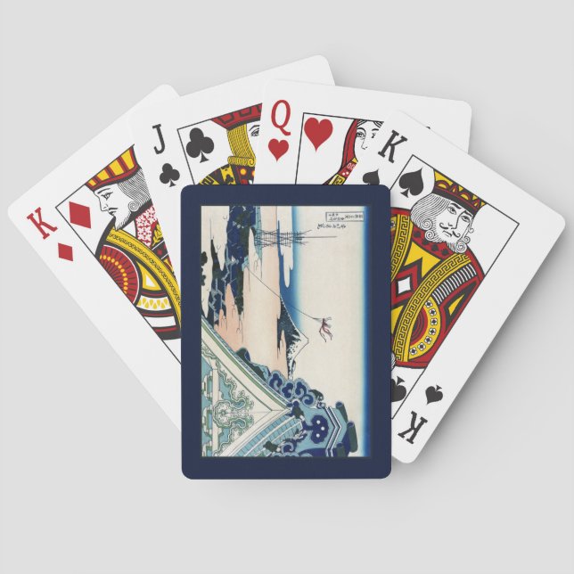 Honganji Temple Vista of Mt. Fuji Japansk Woodcut Casinokort (Baksidan)