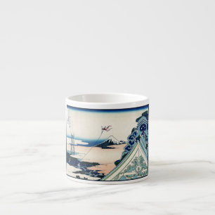 Honganji Temple Vista of Mt. Fuji Japansk Woodcut Espressomugg