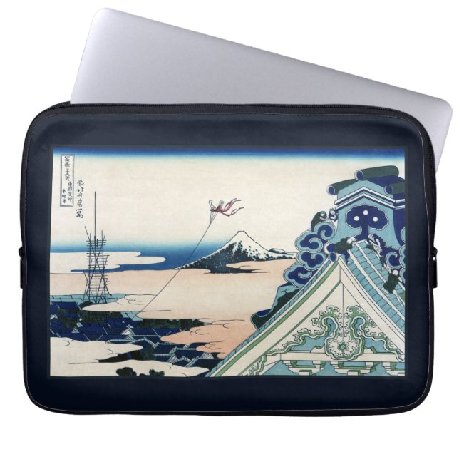 Honganji Temple Vista of Mt. Fuji Japansk Woodcut Laptop Fodral (Framsidan)