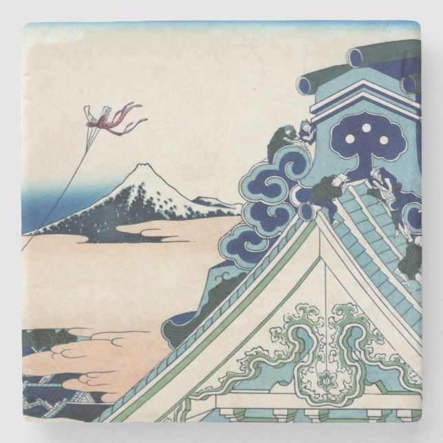 Honganji Temple Vista of Mt. Fuji Japansk Woodcut Stenunderlägg (Framsidan)