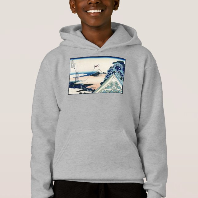 Honganji Temple Vista of Mt. Fuji Japansk Woodcut T Shirt (Framsida)