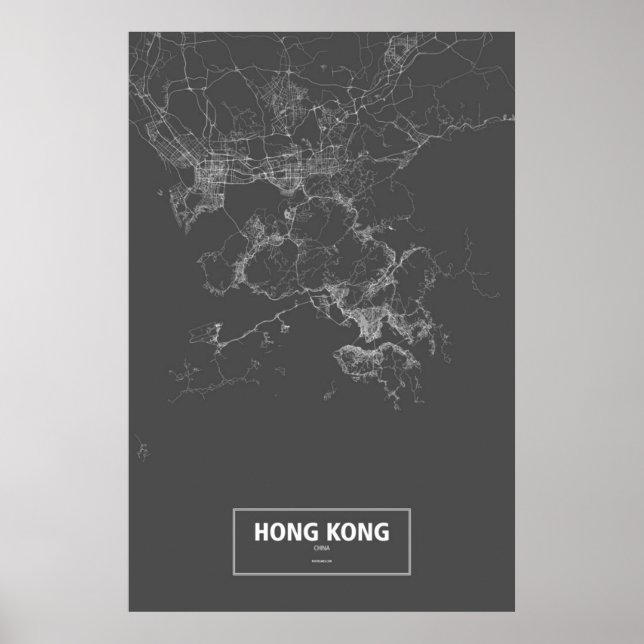 Hongkong, China (vit på svart) Poster (Framsidan)