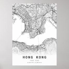 Hongkong City Karta Poster