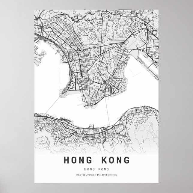 Hongkong City Karta Poster (Framsidan)