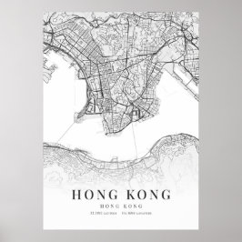 Hongkong City Karta Poster