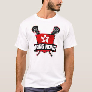 Hongkong Flagga Lacrosse Logotyp with Back Print T Shirt