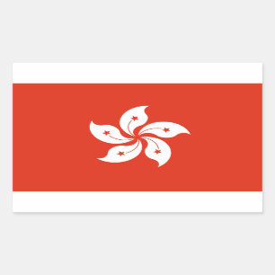 Hongkong-Flagga Rektangulärt Klistermärke