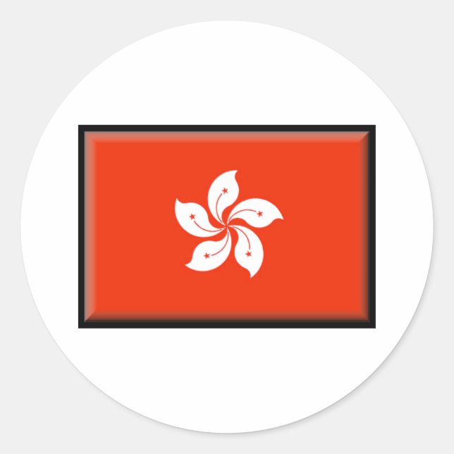 Hongkong-Flagga Runt Klistermärke (Framsida)