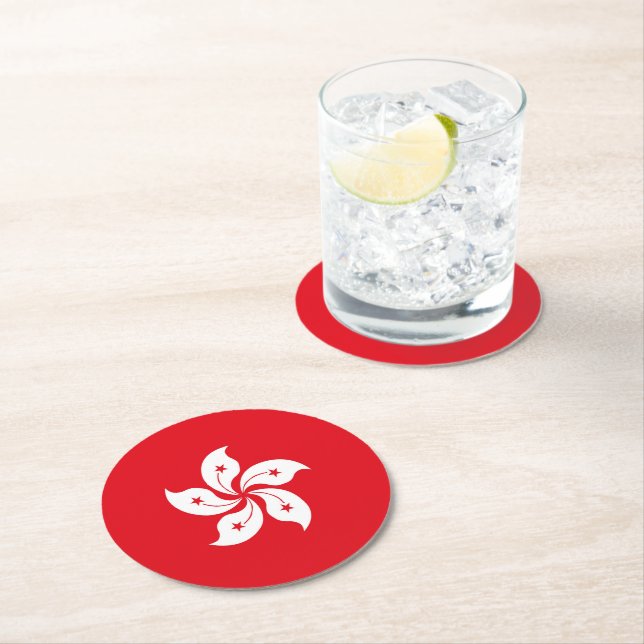 Hongkong-flagga Underlägg Papper Rund (Insitu)