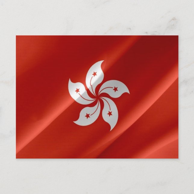 Hongkong - Flagga Wave - Vykort (Framsida)