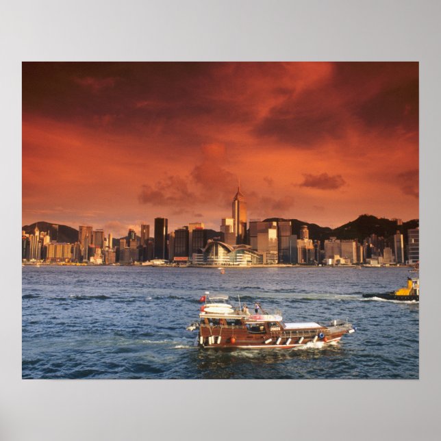 Hongkong hamn vid solnedgång poster (Framsidan)