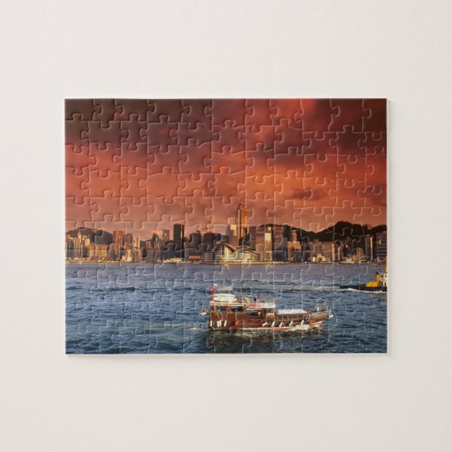 Hongkong hamn vid solnedgång pussel (Horisontell)