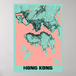 Hongkong - Hongkong Peony City Karta Poster