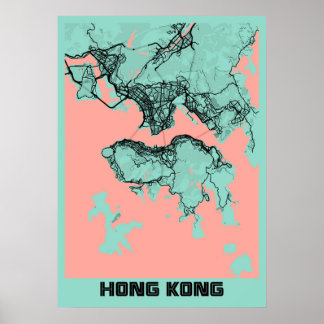 Hongkong - Hongkong Peony City Karta Poster