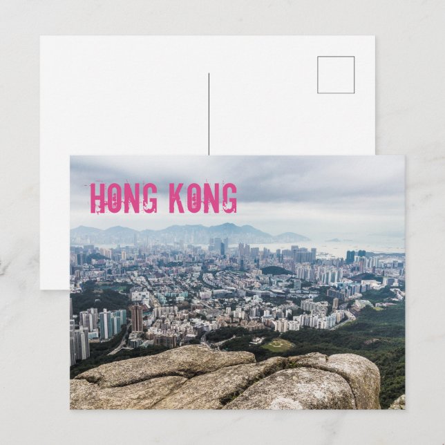 Hongkong Lejona Sten Backe Skyline Panorama Souven Helg Vykort (Fram/baksida)