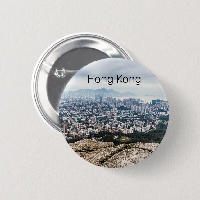 Hongkong Lejona Sten Backe Skyline Panorama Souven Knapp (Framsida & baksida)