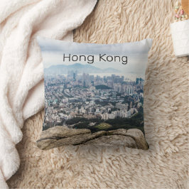 Hongkong Lejona Sten Backe Skyline Panorama Souven Kudde