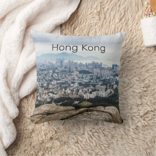 Hongkong Lejona Sten Backe Skyline Panorama Souven Kudde