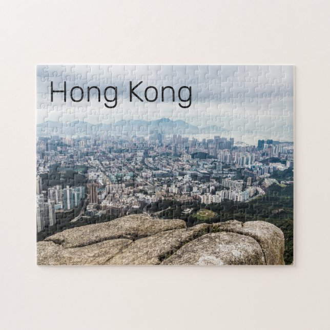 Hongkong Lejona Sten Backe Skyline Panorama Souven Pussel (Horisontell)