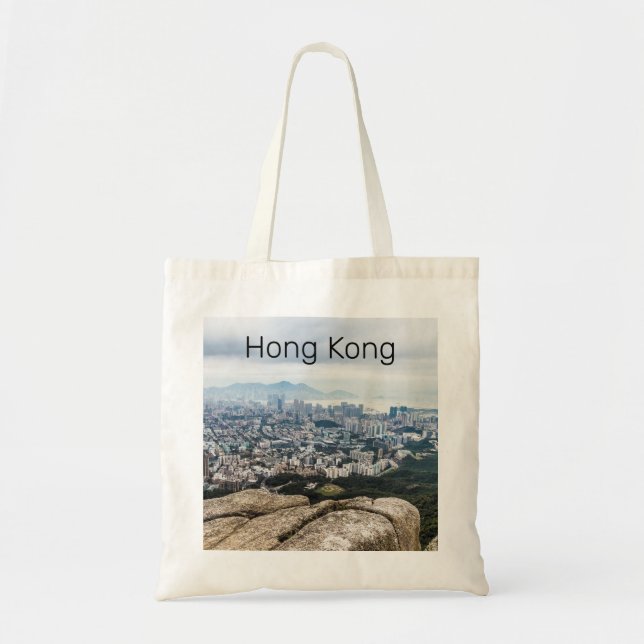 Hongkong Lejona Sten Backe Skyline Panorama Souven Tygkasse (Framsidan)