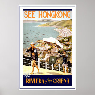 "Hongkong" Vintage resor Poster