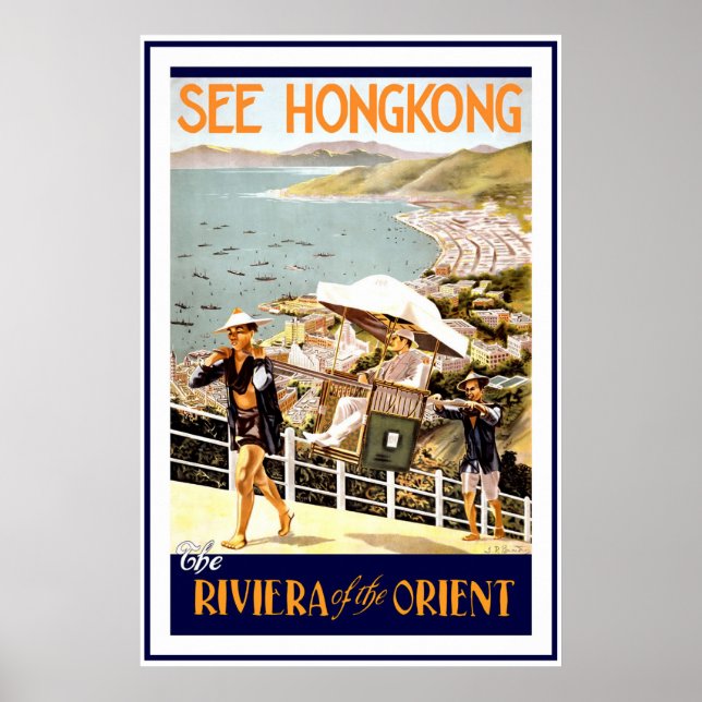"Hongkong" Vintage resor Poster (Framsidan)