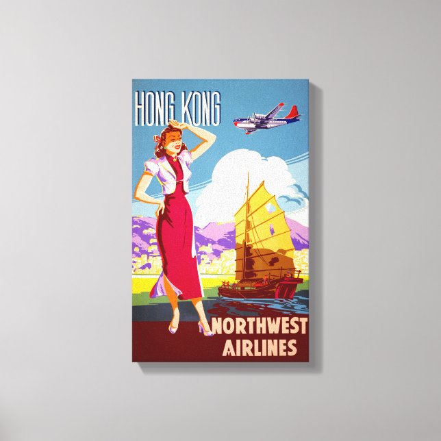 Hongkong Vintage resor Poster återställd Canvastryck (Framsida)