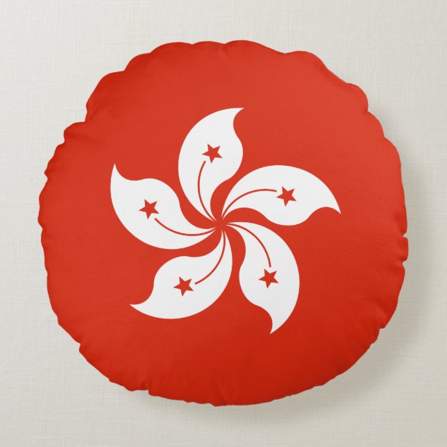 Hongkongs flagga rund kudde (Framsidan)