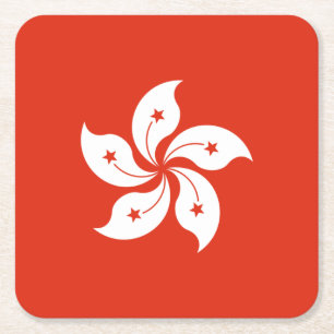 Hongkongs flagga underlägg papper kvadrat