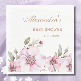 Honinin  Rosa Blommigt Ro Baby Shower Pappersservett