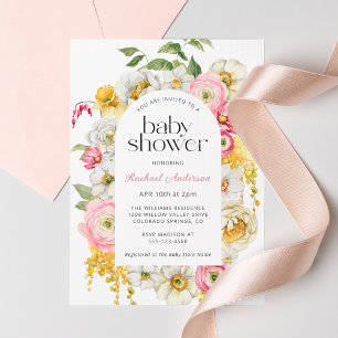 Honinine Blommigt Arch Girl Baby Shower Inbjudningar
