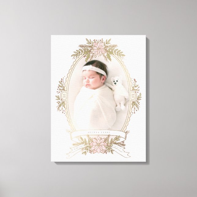 Honinoval ram-ribbon och helgdag greeneri canvastryck (Framsida)