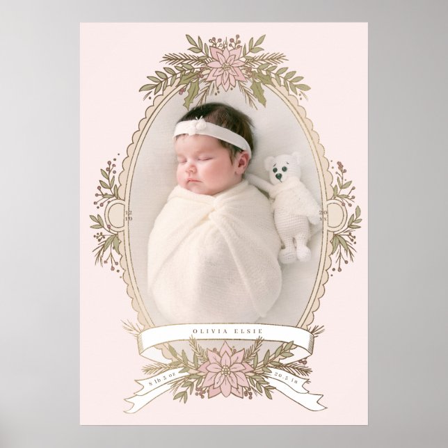 Honinoval ram-ribbon och helgdag greeneri poster (Framsidan)