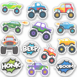 Honk beep vroom monster trucks boy sticker pack klistermärken