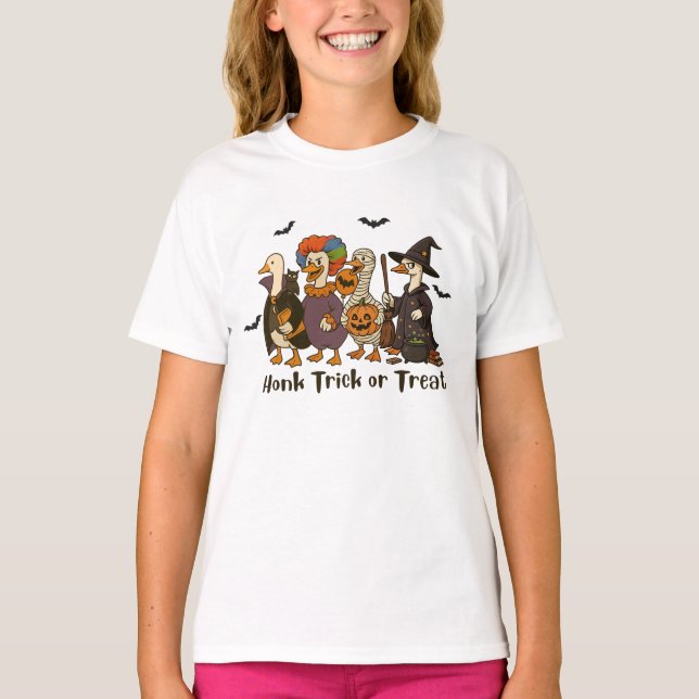 Honk Bus eller godis Halloween Goose Costume T Shirt (Framsida)