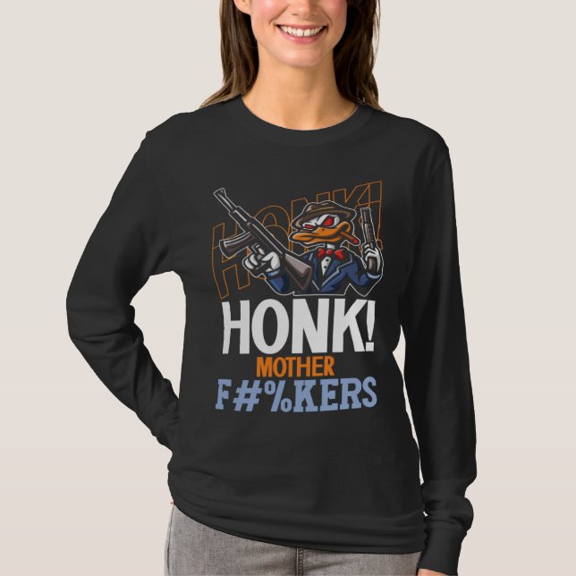 Honk Duck Goose With Guns Internet Meme T Shirt (Framsida)