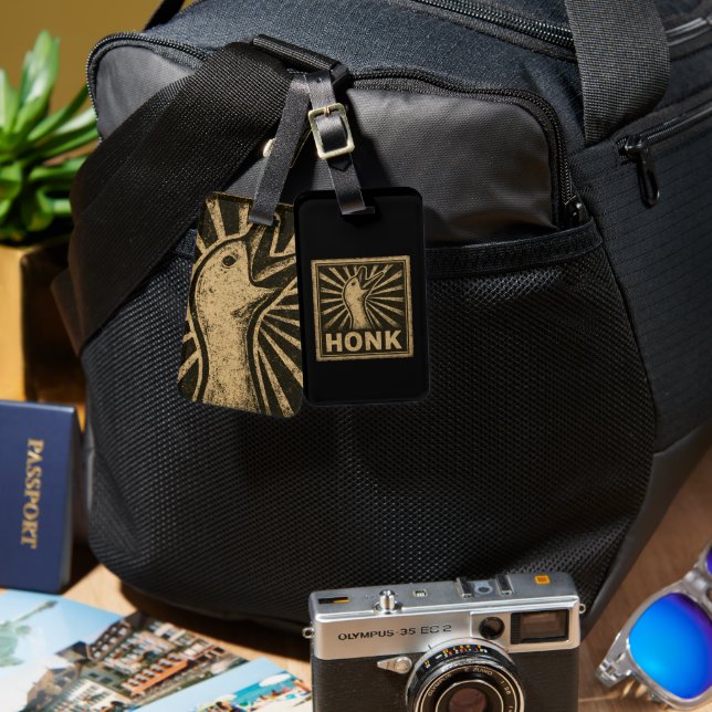 Honk Goose Funny Anka Chicken Meme Bagagebricka (Fram & Baksida)