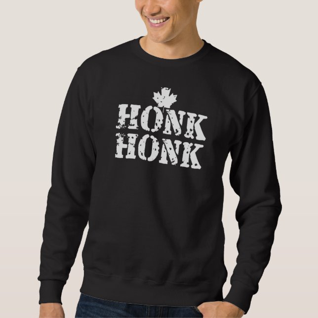 Honk Honk Canadian Truckers Rule Canada Funny Vint Lång Ärmad Tröja (Framsida)