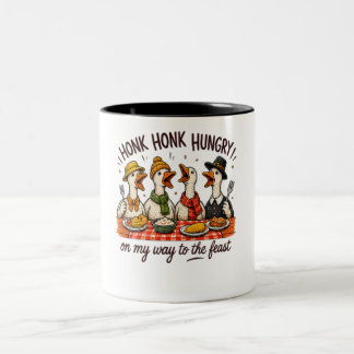 Honk Honk Hungrig! Gås Thanksgiving-design Två-Tonad Mugg
