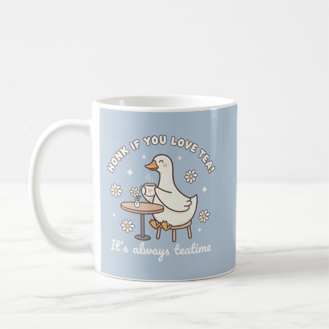 Honk If You Love Tea Cute Goose Mug Kaffemugg (Vänster)