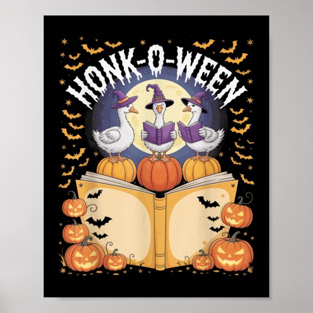 Honk-o-ween Goose Helgdag Vibes för Roligt Hallowe Poster (Framsidan)